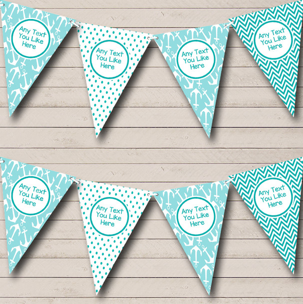 Sailing Nautical  Turquoise Personalised Shabby Chic Garden Tea Party Bunting