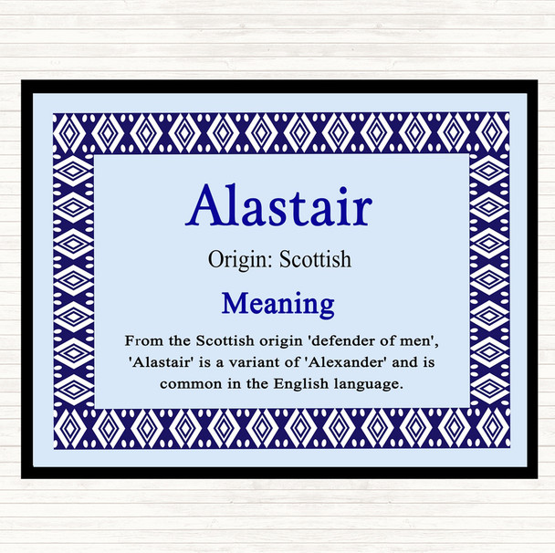Alastair Name Meaning Dinner Table Placemat Blue