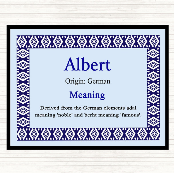 Albert Name Meaning Dinner Table Placemat Blue