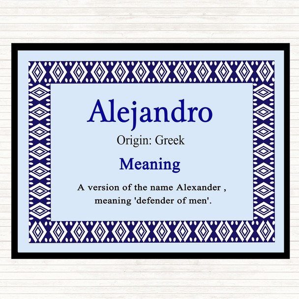 Alejandro Name Meaning Dinner Table Placemat Blue
