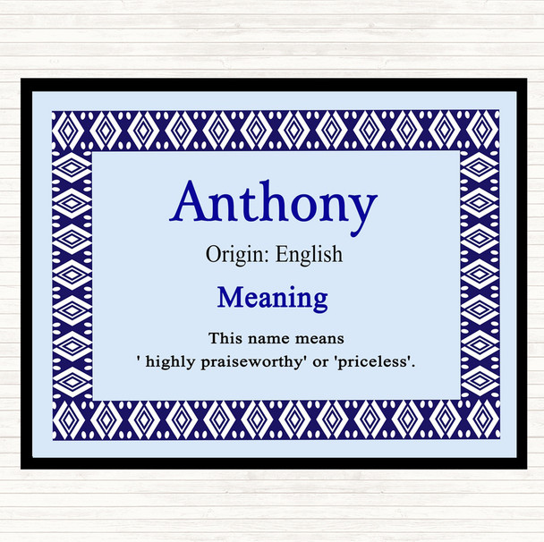 Anthony Name Meaning Dinner Table Placemat Blue