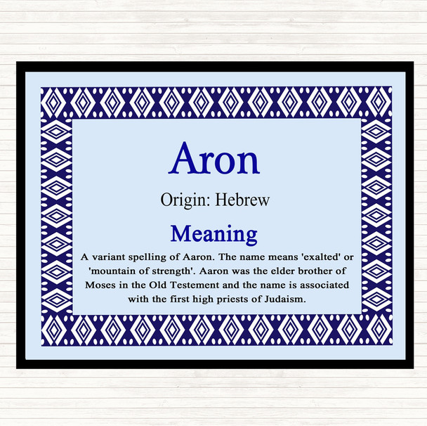 Aron Name Meaning Dinner Table Placemat Blue