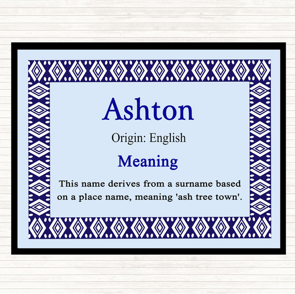 Ashton Name Meaning Dinner Table Placemat Blue