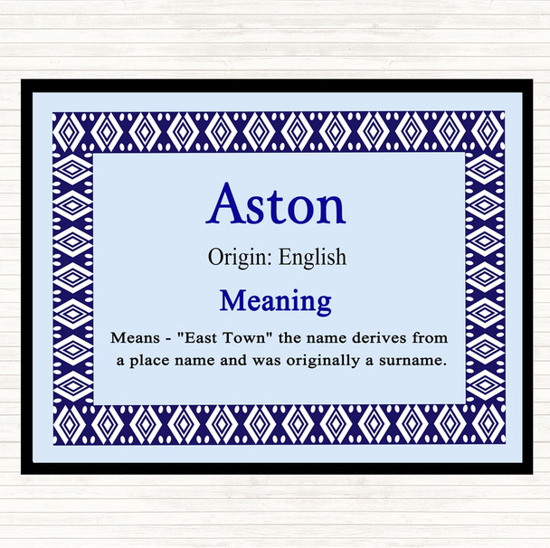 Aston Name Meaning Dinner Table Placemat Blue