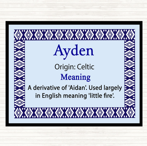 Ayden Name Meaning Dinner Table Placemat Blue