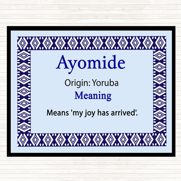 Ayomide Name Meaning Dinner Table Placemat Blue