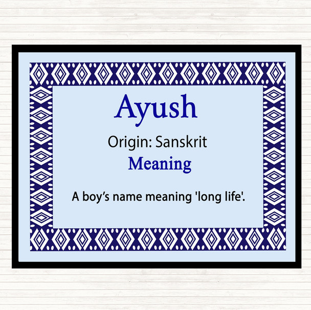 Ayush Name Meaning Dinner Table Placemat Blue