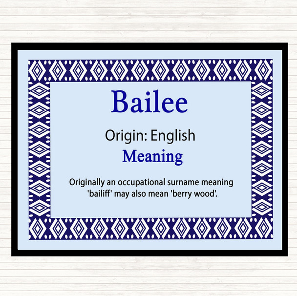 Bailee Name Meaning Dinner Table Placemat Blue