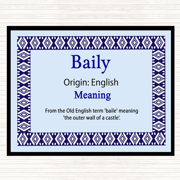 Baily Name Meaning Dinner Table Placemat Blue