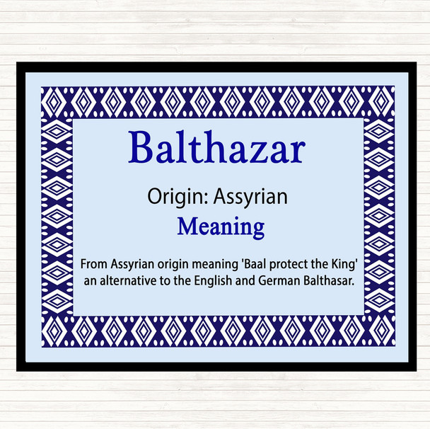 Balthazar Name Meaning Dinner Table Placemat Blue