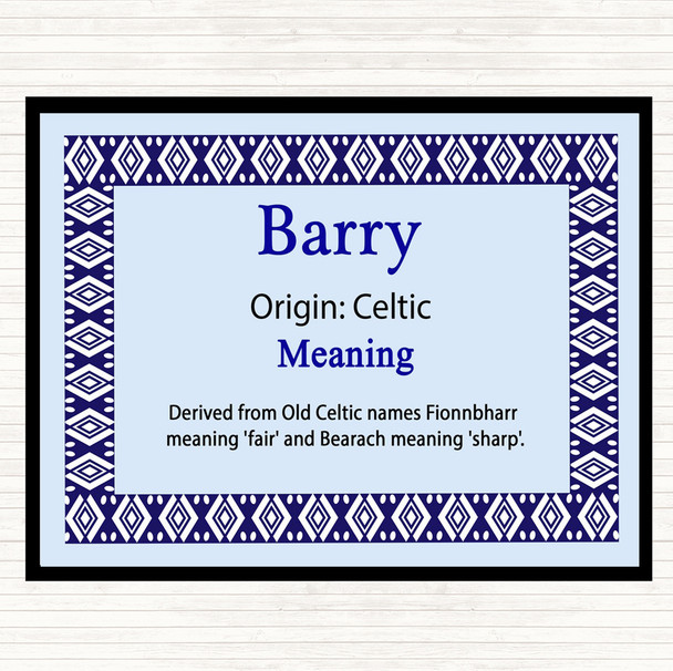 Barry Name Meaning Dinner Table Placemat Blue