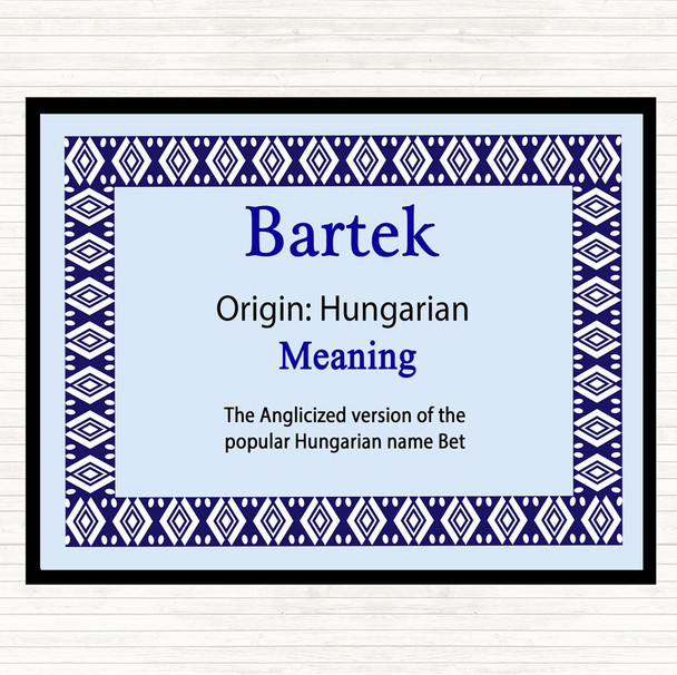 Bartek Name Meaning Dinner Table Placemat Blue