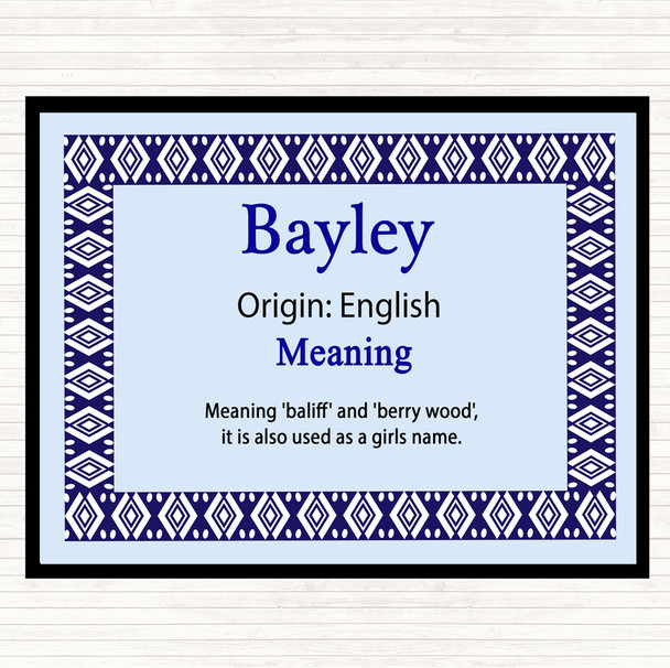 Bayley Name Meaning Dinner Table Placemat Blue