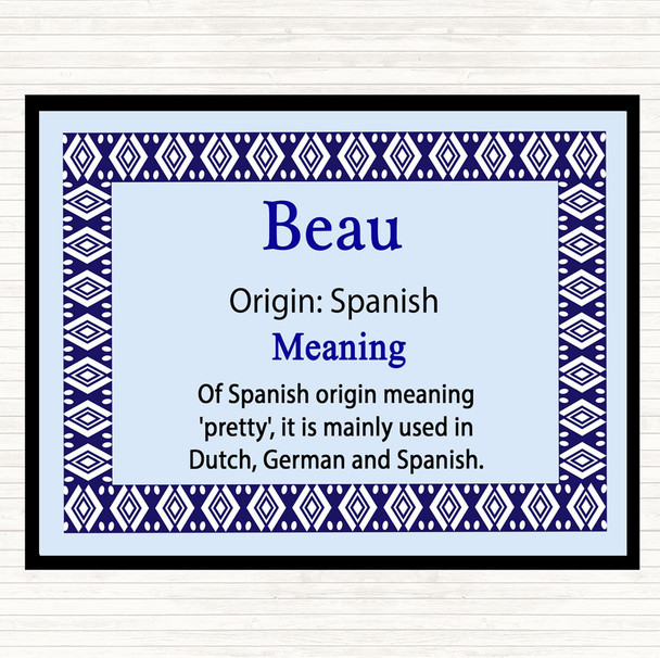 Beau Name Meaning Dinner Table Placemat Blue