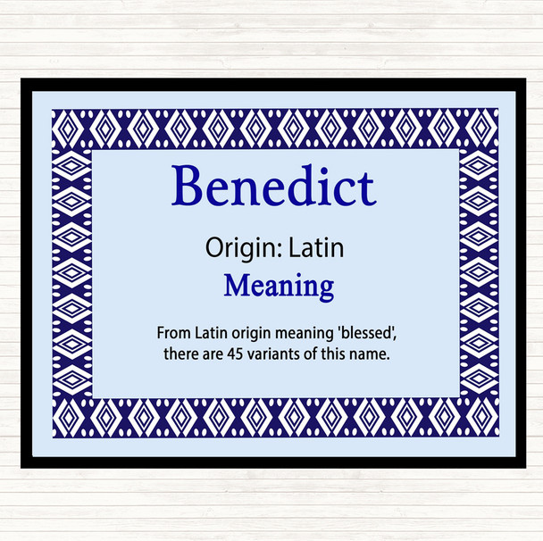 Benedict Name Meaning Dinner Table Placemat Blue