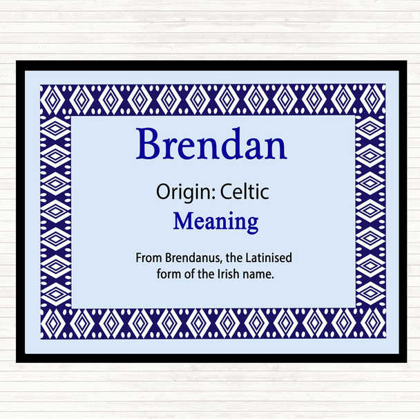 Brendan Name Meaning Dinner Table Placemat Blue