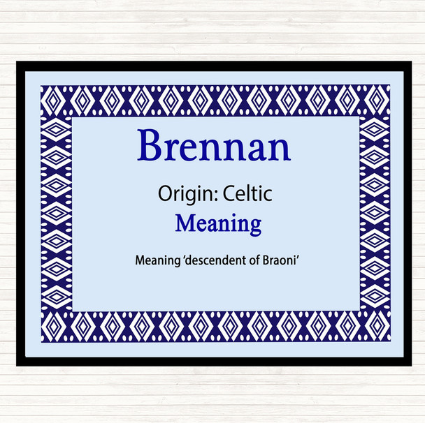 Brennan Name Meaning Dinner Table Placemat Blue