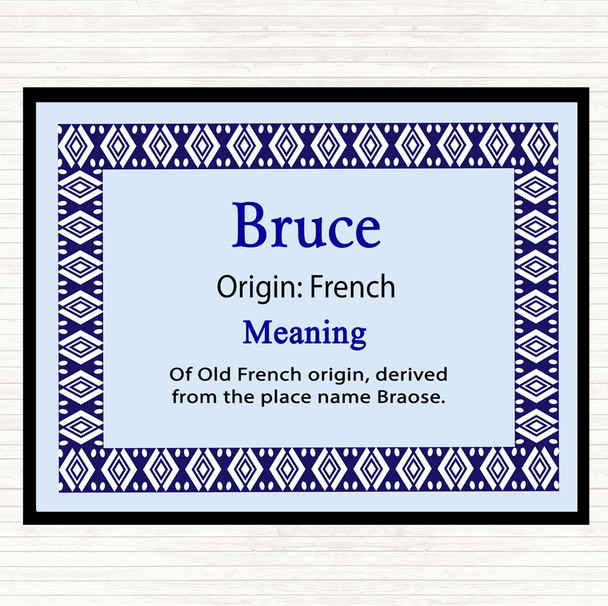 Bruce Name Meaning Dinner Table Placemat Blue
