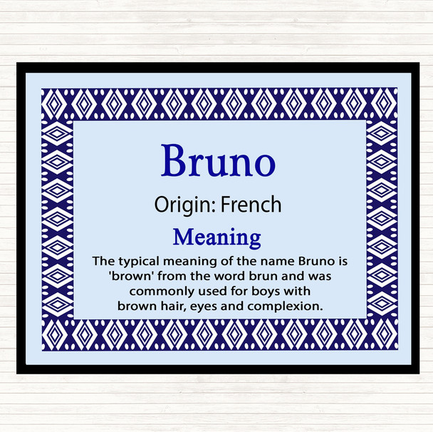 Bruno Name Meaning Dinner Table Placemat Blue