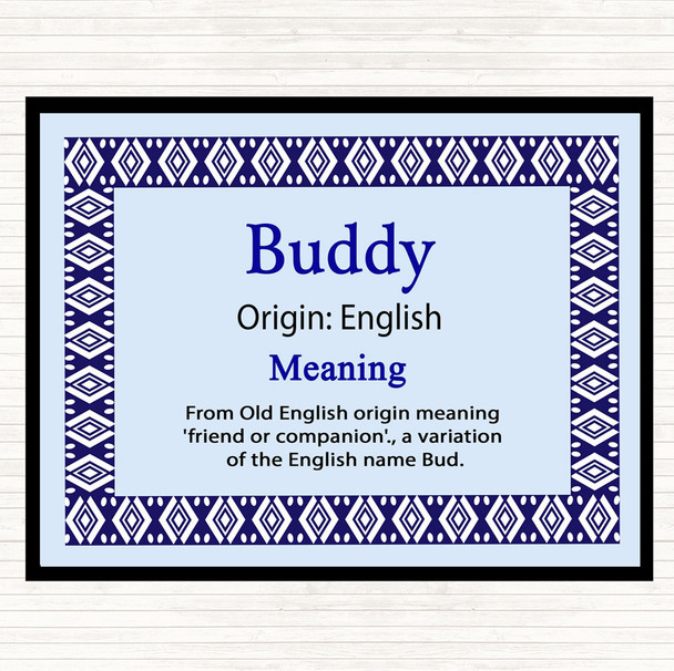 Buddy Name Meaning Dinner Table Placemat Blue