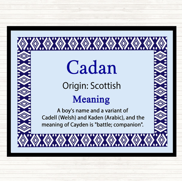 Cadan Name Meaning Dinner Table Placemat Blue