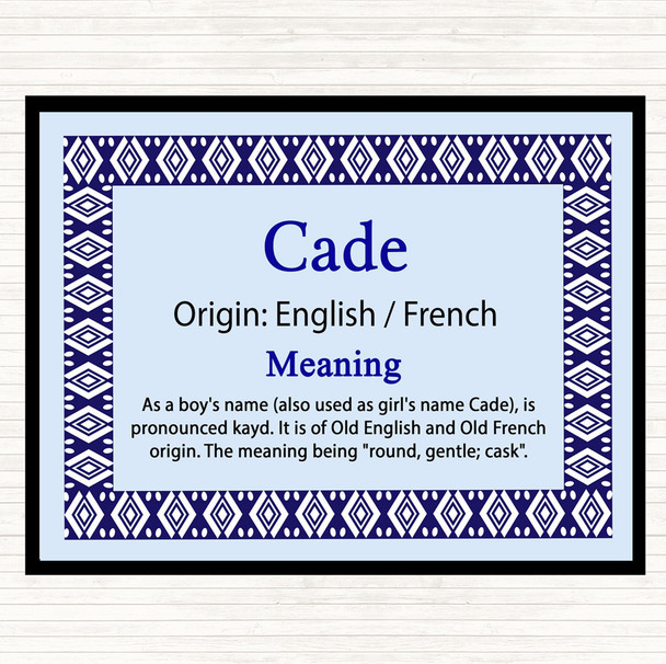 Cade Name Meaning Dinner Table Placemat Blue