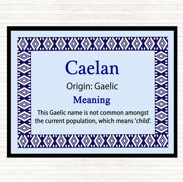 Caelan Name Meaning Dinner Table Placemat Blue