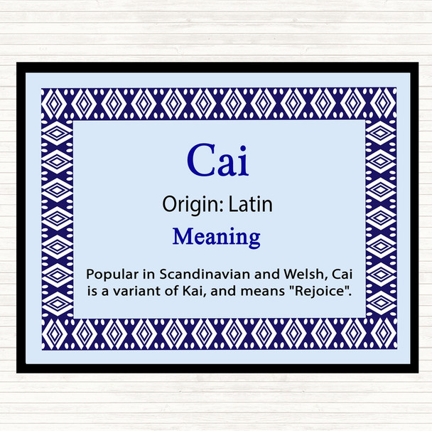 Cai Name Meaning Dinner Table Placemat Blue