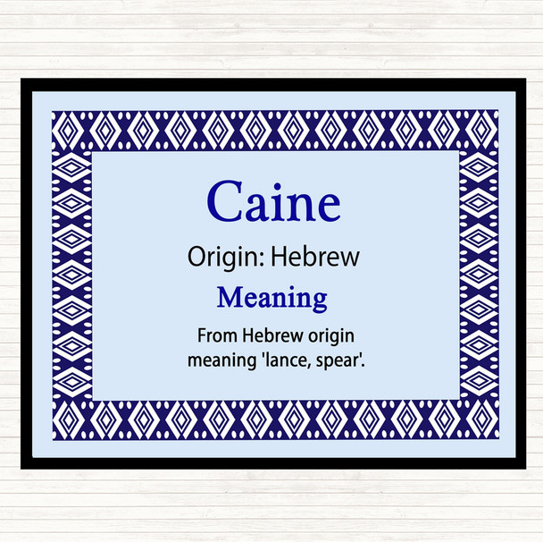 Caine Name Meaning Dinner Table Placemat Blue