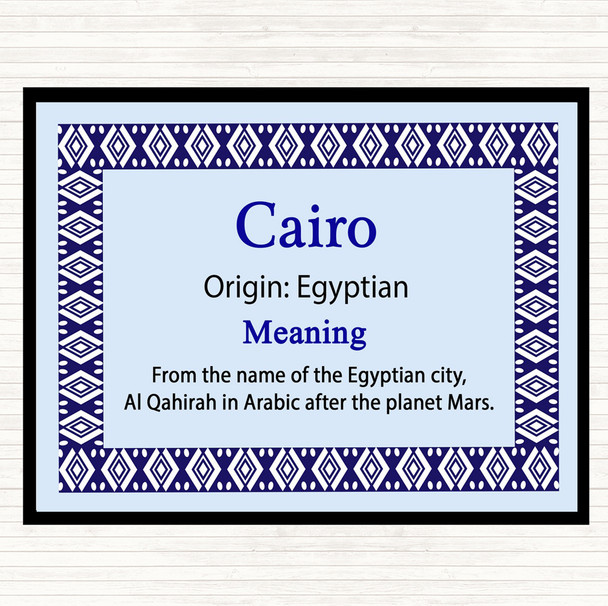 Cairo Name Meaning Dinner Table Placemat Blue