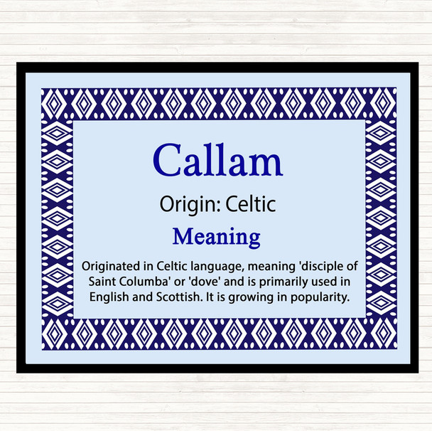 Callam Name Meaning Dinner Table Placemat Blue