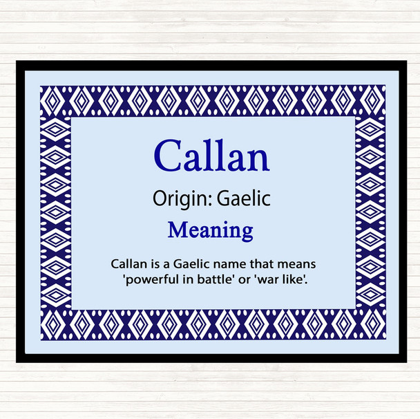 Callan Name Meaning Dinner Table Placemat Blue