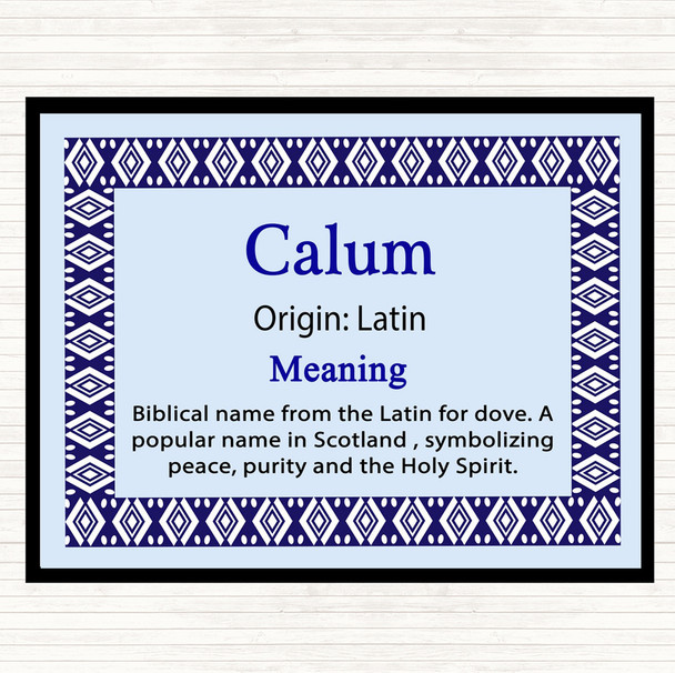 Calum Name Meaning Dinner Table Placemat Blue