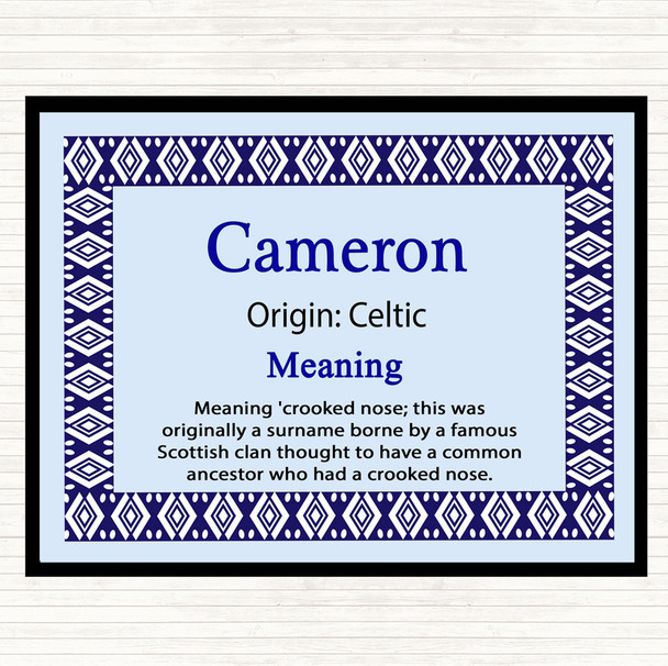 Cameron Name Meaning Dinner Table Placemat Blue