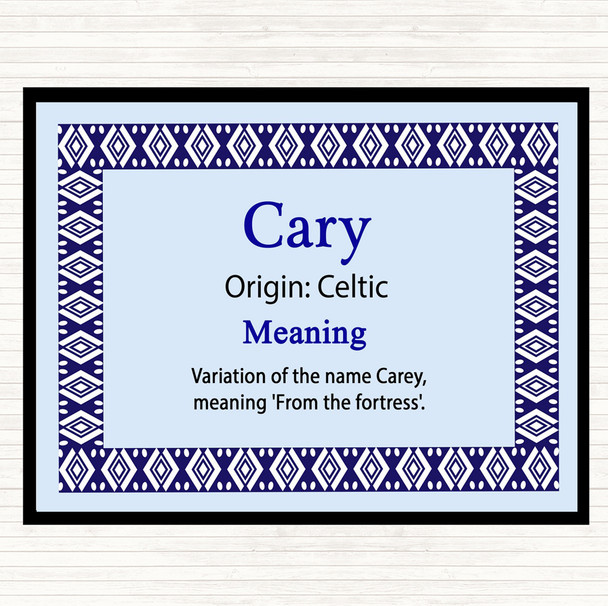 Cary Name Meaning Dinner Table Placemat Blue
