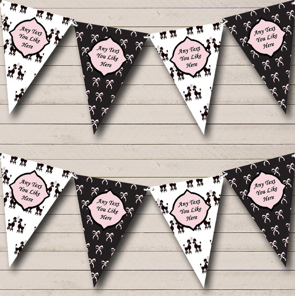 Poodle Black Pink Personalised Shabby Chic Garden Tea Party Bunting