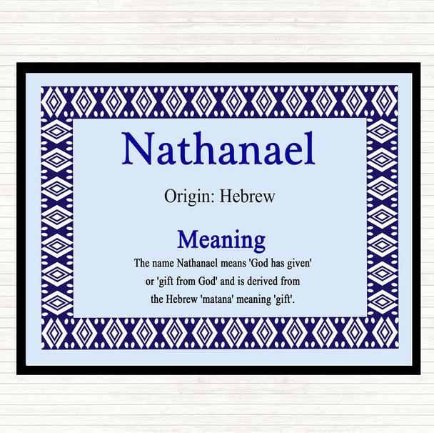 Nathanael Name Meaning Dinner Table Placemat Blue