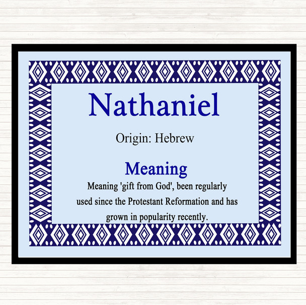 Nathaniel Name Meaning Dinner Table Placemat Blue