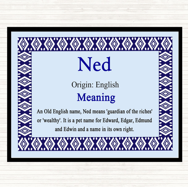 Ned Name Meaning Dinner Table Placemat Blue