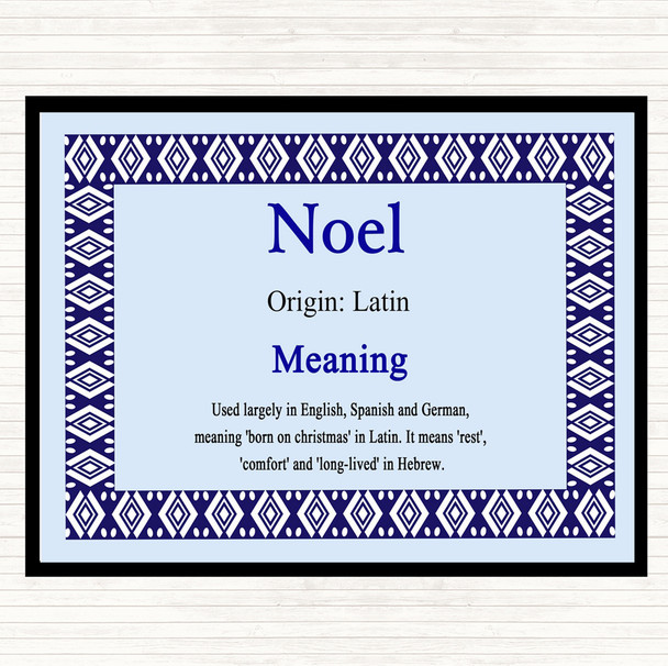 Noel Name Meaning Dinner Table Placemat Blue