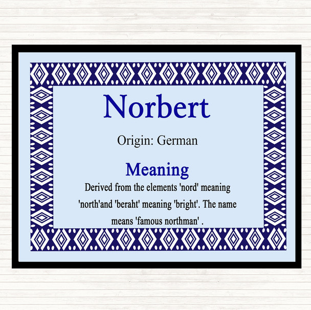 Norbert Name Meaning Dinner Table Placemat Blue