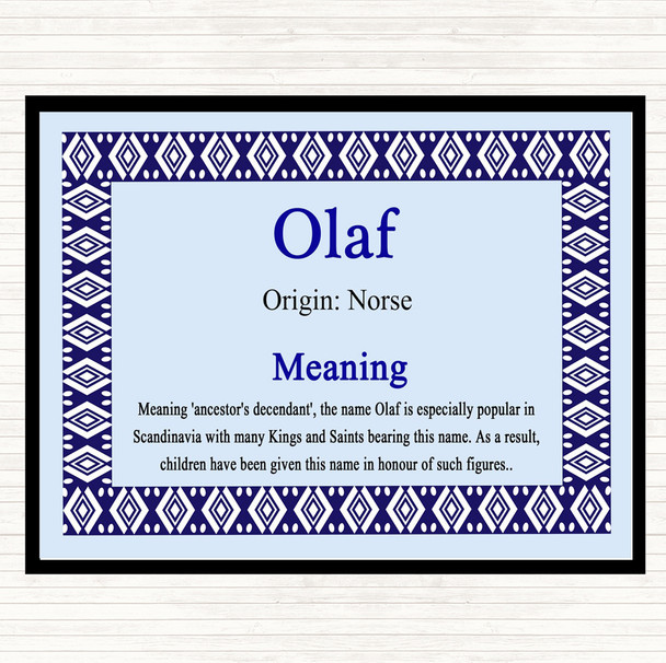 Olaf Name Meaning Dinner Table Placemat Blue