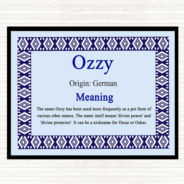 Ozzy Name Meaning Dinner Table Placemat Blue