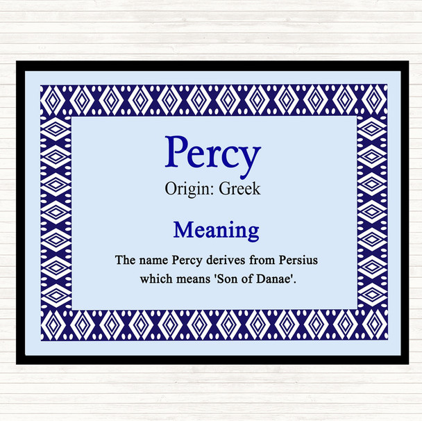 Percy Name Meaning Dinner Table Placemat Blue