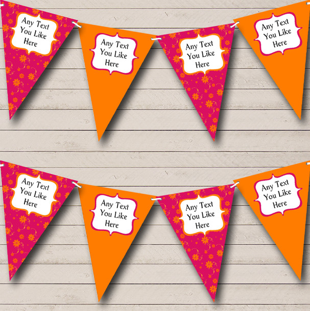 Pink And Orange Personalised Shabby Chic Garden Tea Party Bunting