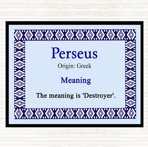 Perseus Name Meaning Dinner Table Placemat Blue