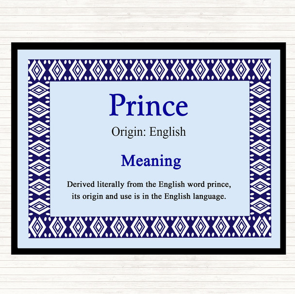 Prince Name Meaning Dinner Table Placemat Blue