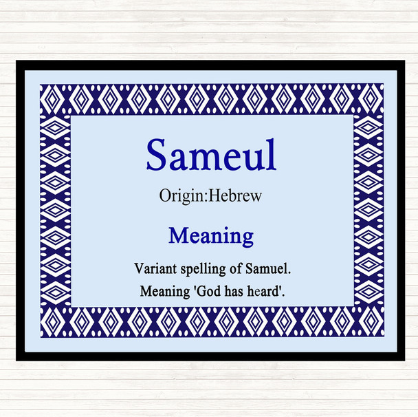 Sameul Name Meaning Dinner Table Placemat Blue