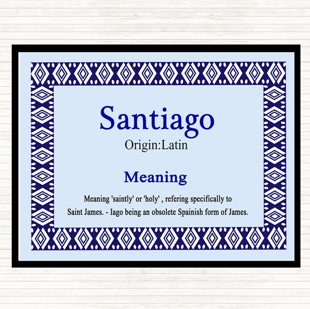 Santiago Name Meaning Dinner Table Placemat Blue