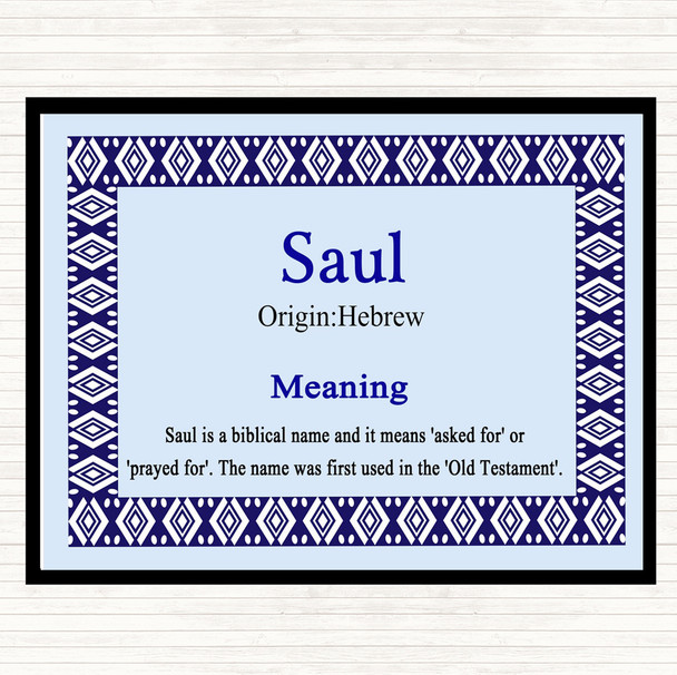 Saul Name Meaning Dinner Table Placemat Blue